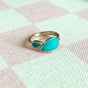 Designer Marsala Blue Inlay Rain tear drop Sterling silver 925 Ring Size 8